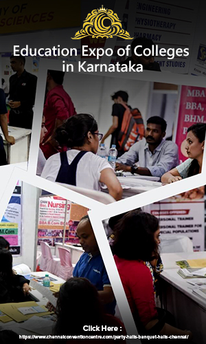 Students and counsellors interacting with each other at one of the most preffered exhibition hall during an education expo in Karnataka.